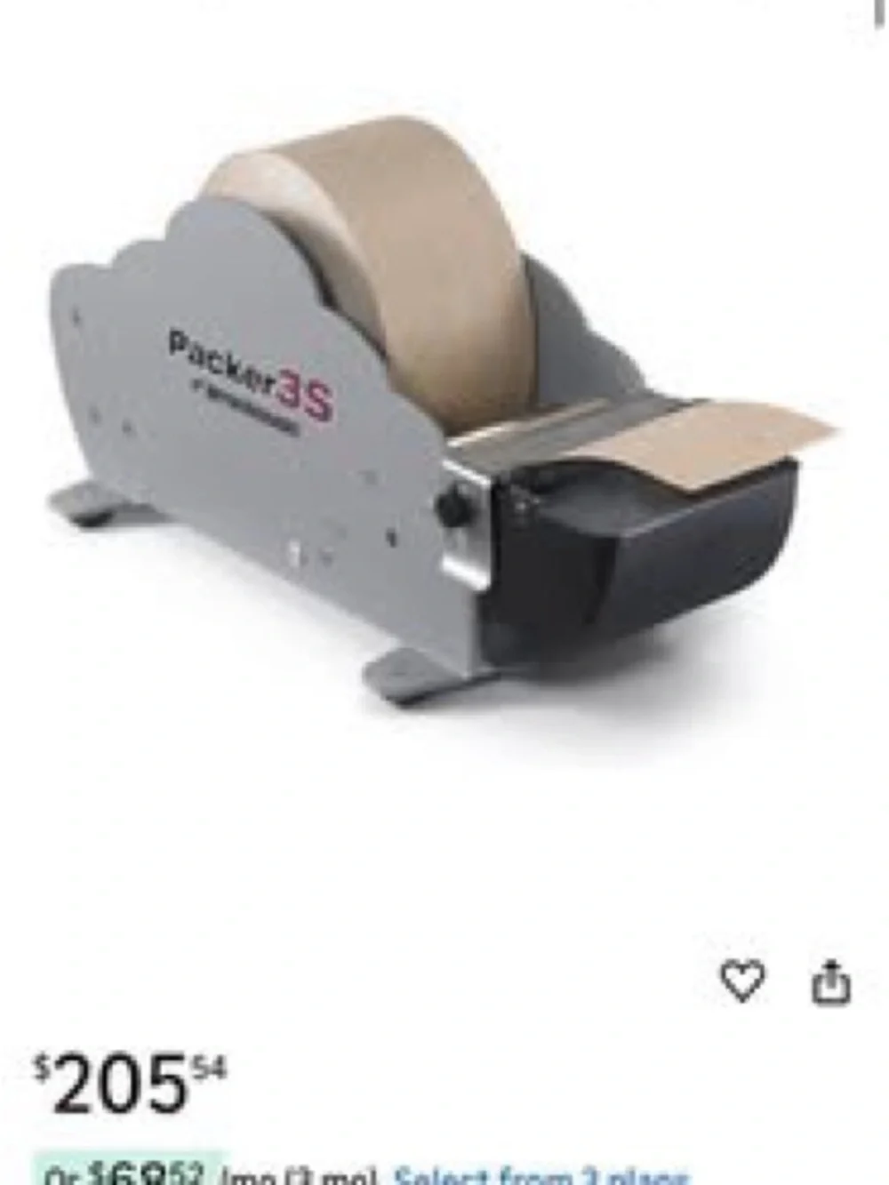 Better Packages Packer 3s Water Activated Tape Dispenser